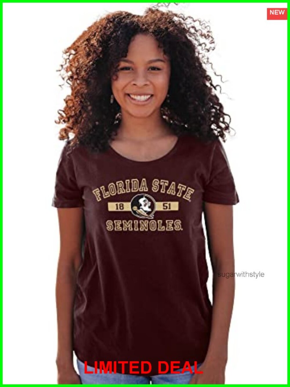 NCAA Florida State Seminoles Women's Team T-Shirt Athletic V-Neck Short Sleeve